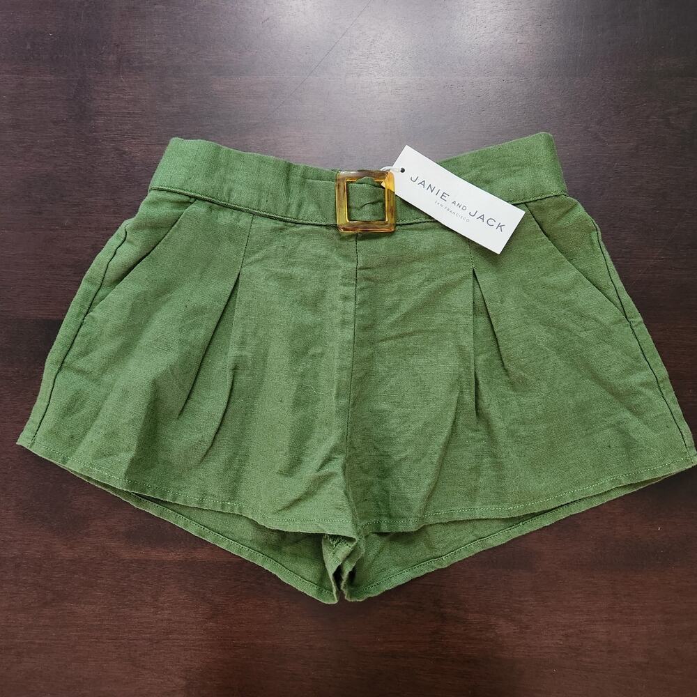 NWT Janie & Jack Acetate Buckle Green Shorts Size 6
